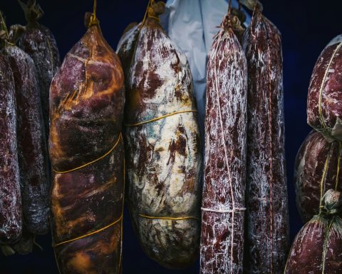 hanging raw meats