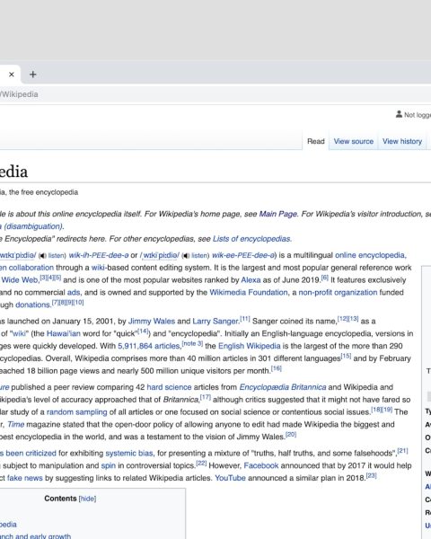Wikipedia page screenshot